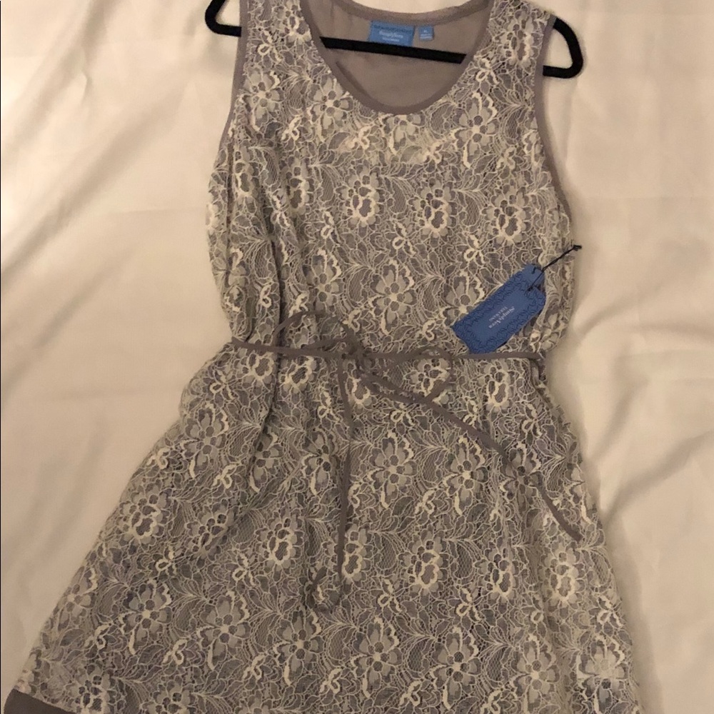 Lace over sheets dress.